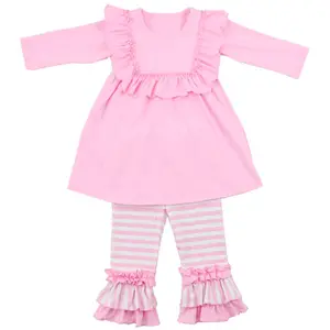 Nieuwe Baby Roze Ruche Lente Meisjes 3 Jaar Kleding Schattige Kinderen Groothandel Kleding Usa