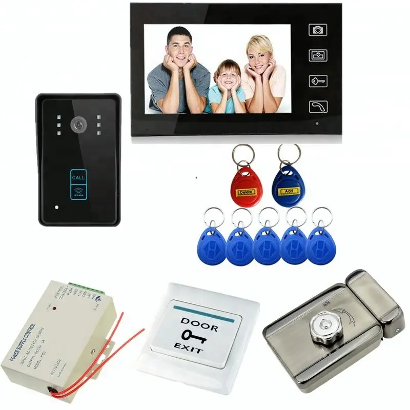 7 "צבע צג מגע מפתח וידאו דלת טלפון מערכת עם RFID כרטיס קורא PY-V806MJID11