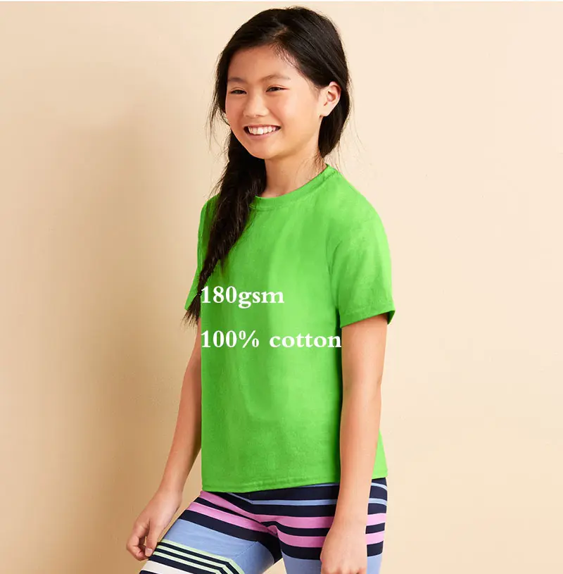 100% cotton 180gsm plain custom made girl boy children t-shirt kids