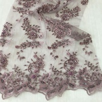 Tela de Bordado a Máquina de Alta Calidad con Lentejuelas Hechas a Mano y Tul con Cuentas, Encaje Francés para Vestidos, Última Moda, Diseño Superior
