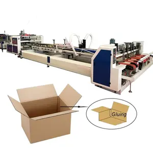 Goed nieuws volledige automatische map gluer machine papier doos vouwen lijmen machine