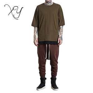 2018 Nouveau hommes Casual Demi Manches Surdimensionnés T-Shirt Solod Couleur Personnalisé Hip Hop T Shirt Hommes - Product Image 4