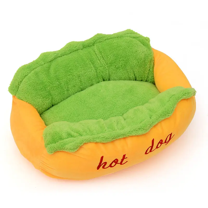 Großhandel Custom Hot Dog Bett Bequemes weiches Haustier bett für Hunde und Katzen