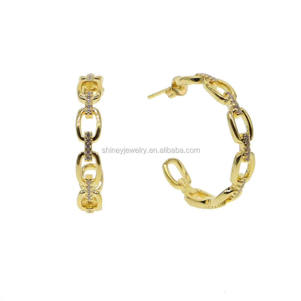 Hiphop europese vrouwen sieraden grote hoepel cirkel cubaanse vorm Miami chain gold vul hoop earring