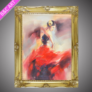 Abstract Ballet Meisje Dansen Handgemaakte Flamenco Danser Olieverfschilderij