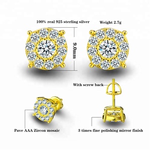 <span class=keywords><strong>Pendientes</strong></span> de Botón Cuadrados de Circonita Estilo Hip Hop para Hombre, Chapados en Oro de 14k, con Diseño Africano, para Bebés - Product Image 6