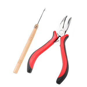 Großhandel Hochwertige Bend Hair Extensions Zange Haken Tool Kit Micro Ring Haar verlängerung zange & Pulling Hook Tool