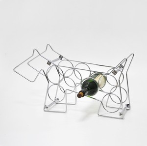 Estante de vino embotellado de metal cromado con forma de elefante - Product Image 2
