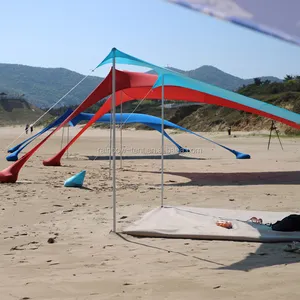 轻松设置莱卡面料遮阳帐篷为海滩