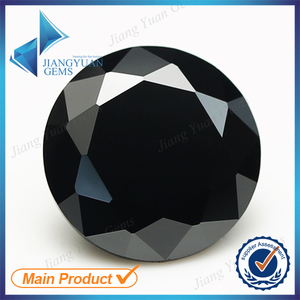 Forma redonda 10 mm negro suelto piedras sintéticas <span class=keywords><strong>brillante</strong></span> cubic zirconia piedras gemas - Product Image 1