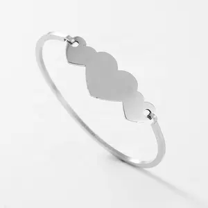 LOORDON Stock Stainless Steel Open Heart Small Size Children cuff bangle