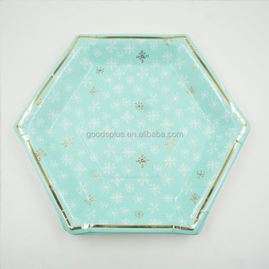 Assiettes en papier jetables minimalistes en forme d'étoile blanche, écologiques, avec dorure à chaud - Product Image 1