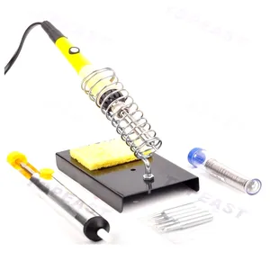 Electric DIY adjustable Soldering Iron Set with 5tips+stand+desoldering pump+solder