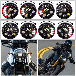 Phare de <span class=keywords><strong>moto</strong></span> adaptatif rond noir/chromé de 7 pouces LED avec moteur de projecteur de faisceau Hi/Lo Phare rond de 7 "pour <span class=keywords><strong>Harley</strong></span> <span class=keywords><strong>Moto</strong></span> - Product Image 6