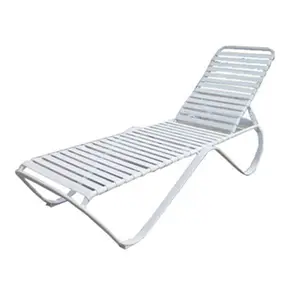 PVC Strap Reclining Chaise Lounge Chair Beach Sun Lounger Swimming Poolside Aluminum Outdoor Furniture Modern 206*78*38cm Ningbo