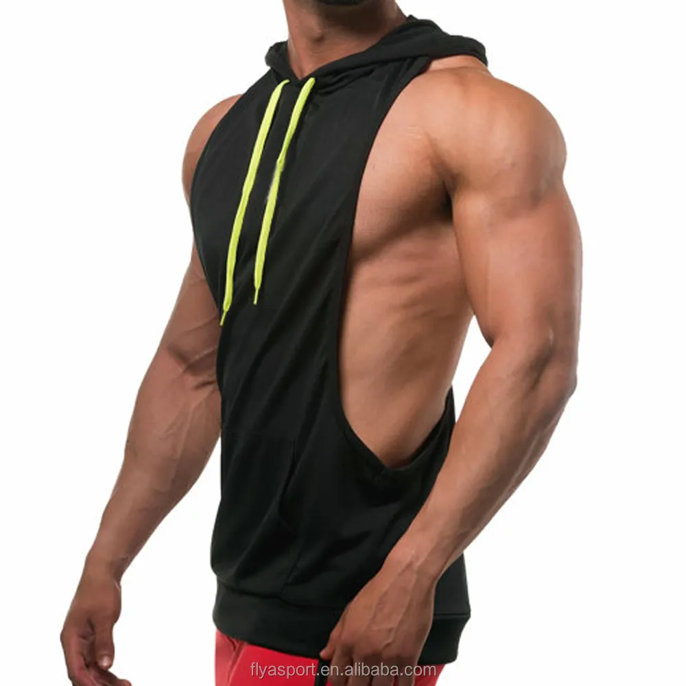 % 100% pamuk gevşek fit Y geri spor salonu spor vücut geliştirme atlet yelek toptan kolsuz stringer hoodie