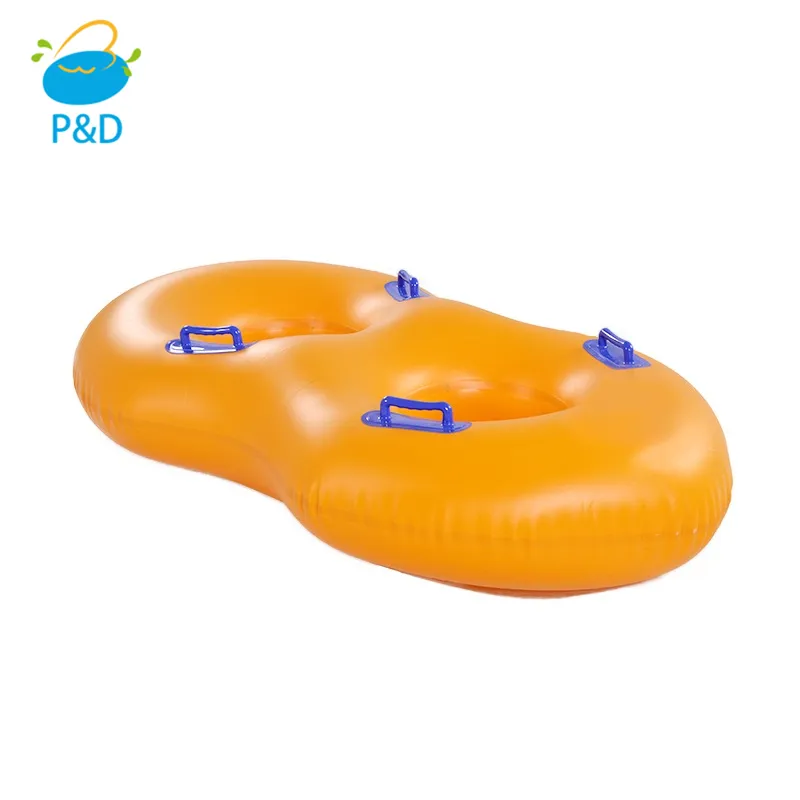 Flotador de tubo inflable de PVC para 2 personas, juguetes flotantes, anillo de natación con mango para equipo de juego de agua