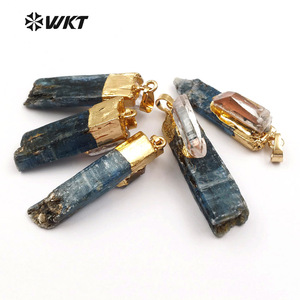 WT-P1390 all'ingrosso Design di moda speciale personalizzato cianite blu con Selenite elettrolitica in metallo 18 carati per gioielli fascino al quarzo - Product Image 3