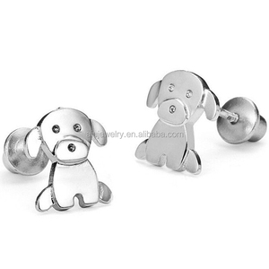 <span class=keywords><strong>Orecchini</strong></span> a perno da donna in argento sterling 925 placcato oro con zirconi a forma di cane, personalizzabili, alla moda, per bambine - Product Image 1