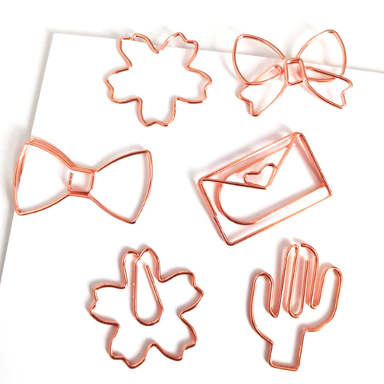 Горячая Распродажа, высококачественный пластиковый металлический зажим для бумаги в форме бабочки и кактуса цвета розового золота