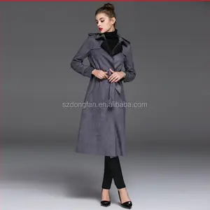 Nouveau design automne manteau à col rabattu femme manteau avec ceinture parka