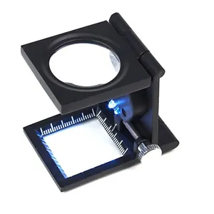 Стеклянная линза матовая черная металлическая тканевая Лупа три раза складной счетчик резьбы увеличительное стекло со светодиодной подсветкой