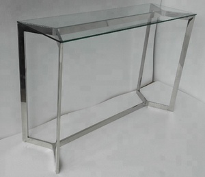 Grosir Pabrik Meja Konsol Lorong Cermin Kaca Tempered Bending OK Bening dengan Rak Kaca - Product Image 2