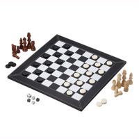 Jeu d'échecs et de backgammon 2 en 1, en cuir véritable fait main, durable, plateau plat