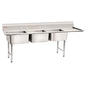 定制美式不锈钢准备水槽桌，带板工厂NSF认证工业厨房水槽委内瑞拉