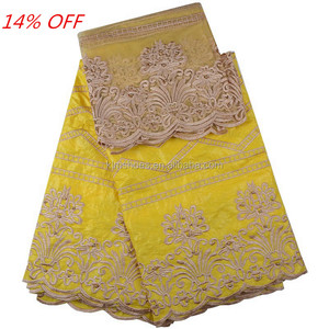 1303 Dentelle <span class=keywords><strong>Bazin</strong></span> Blanche 5 Yards et Dentelle Française 2 Yards, <span class=keywords><strong>Robe</strong></span> Broderie <span class=keywords><strong>Bazin</strong></span> Africaine, Tissu Africain - Product Image 2