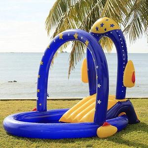 Piscine gonflable pour enfants de haute qualité, portable, d'été, pour l'extérieur, en PVC, avec <span class=keywords><strong>toboggan</strong></span>, épaisseur 5 mm, marque WATERHAN, garantie 1 an - Product Image 2