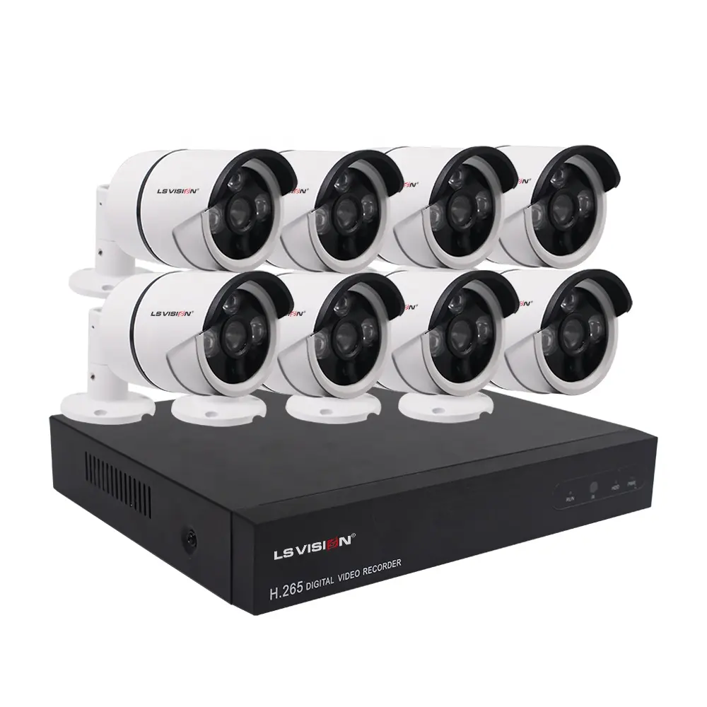 LS VISION H.265 POE CCTV Kit 8CH Outdoor IP Camera P2P Video Surveillance Home Security System