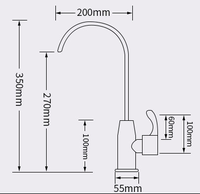 Robinet de cuisine moderne monocommande en acier inoxydable à poser sur le plan, finition brossée, avec purificateur d'eau intégré et cartouche céramique