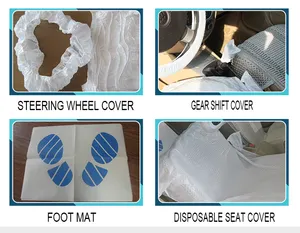 5 In 1 Disposable Car Clean Kits Car Care Product Seat Cover Footmat Wheel Steering Cover