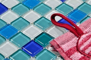 Color azul brillante <span class=keywords><strong>mar</strong></span> mosaico de vidrio piezas antideslizante piscina azulejos de mosaico - Product Image 5