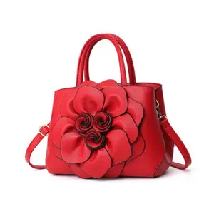 Original Classic Three-Dimensional Flower Decoration Middle-aged Mother Bag Fashion Shoulder PU Leather Tote Woman Handbag