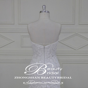 Robe de mariée sirène en dentelle avec décolleté en cœur et sans bretelles, traîne longue, robe de mariée en gros - Product Image 5