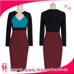 Midi Atractivo Al Por Mayor de Rayas con cuello en V Cuerpo estafadores mujeres del vestido del vendaje para el partido de tarde - Product Image 6