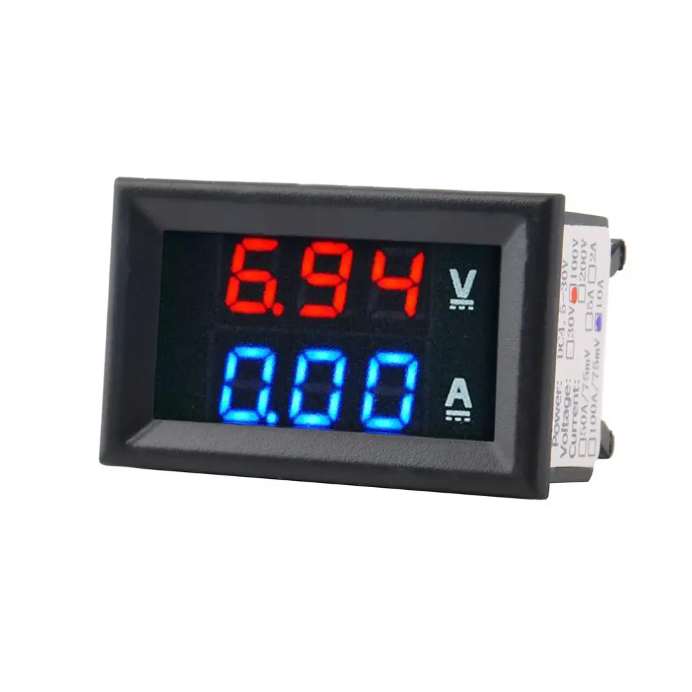 Voltímetro de CC 100V 10A, amperímetro, azul + rojo, LED, Amp, Digital Dual, medidor de voltios, corriente de voltaje, herramienta de uso doméstico, gran oferta