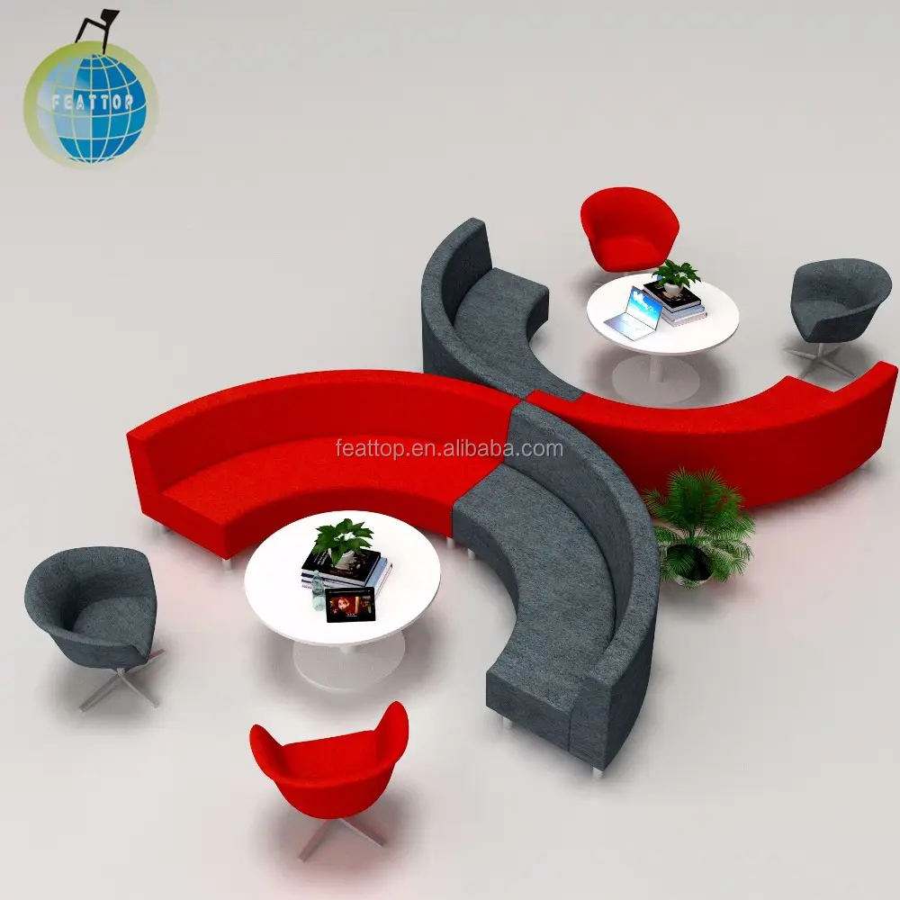 Modern design stoff oder PU leder runde form schnitts büro sofa set