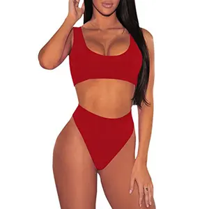 Roze Koningin Vrouwen Crop Top High Waisted Cheeky Bikini Set Twee Stuk Badpakken