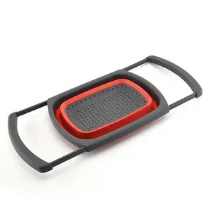 Égouttoir pliable sur évier avec poignées extensibles, panier égouttoir <span class=keywords><strong>rétractable</strong></span> pour cuisine - Product Image 1