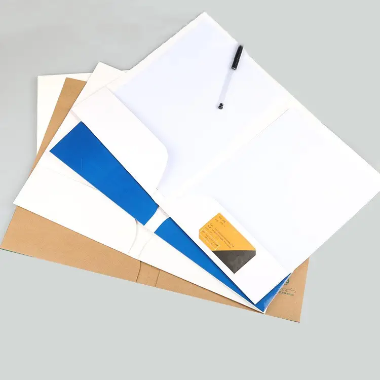 Рекламные подарочные бумажные файл oem логотип печати A4 размер белый картон портфеля папку