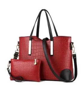 fake leather cheap price trend fashion two pieces women bag set
