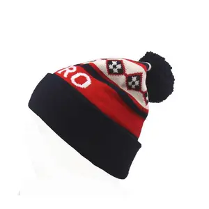 Gorrito de punto para adolescentes de Canadá, gorro personalizado de gran tamaño, con pompones de jacquard, para invierno