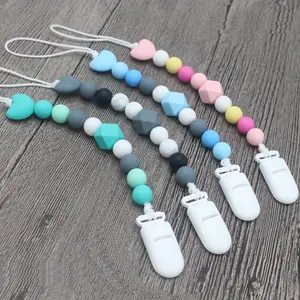 DIY 실리콘 심장 젖꼭지 체인 씹을 구슬 BPA 무료 아기 Teether