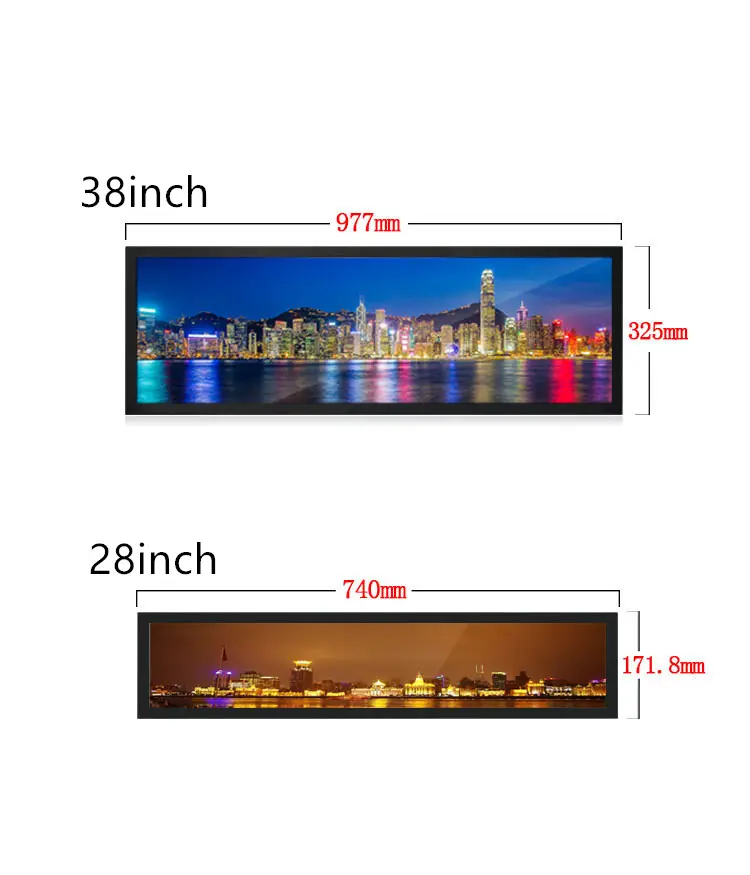 Ultra larga allungato bar monitor lcd digital signage pubblicità display lcd monitor