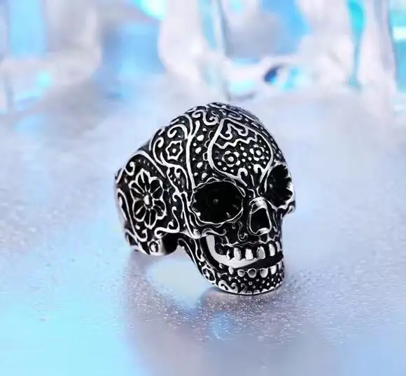 JMY Chinese 316L Stainless Steel Factory Price Finer cool skull Gold Ring For Men