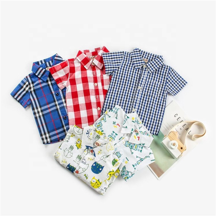 Высококачественная летняя футболка для маленьких мальчиков, хлопковые рубашки-поло с коротким рукавом и принтом в клетку