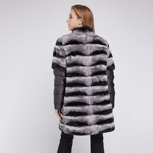 Kunden spezifische Pelzmantel jacke Real Rex Rabbit Coat Outwear Stehkragen <span class=keywords><strong>Winter</strong></span> mode Warmer Damen mantel - Product Image 6